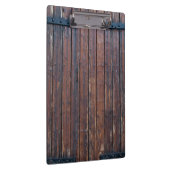 Alte braune Holztüren mit schwarzem Eisen unterstü Klemmbrett (Rechts)