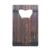 Alte braune Holztüren mit schwarzem Eisen unterstü Kreditkarten Flaschenöffner (Vorderseite)