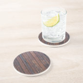 Alte braune Holztüren mit schwarzem Eisen unterstü Sandstein Untersetzer (Seite)