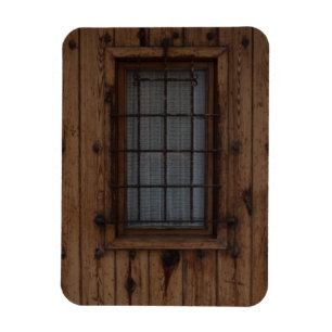 Alte braune knotige Holztür Magnet