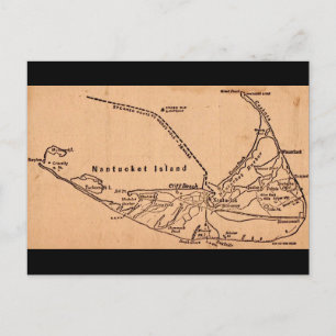 Alte braune Landkarte von Nantucket Island als Pos Postkarte