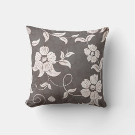 Alte, braune, Vintage weiße Blume Kissen