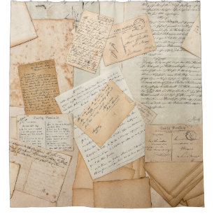 Alte Briefe, Handschriften, alte Postkarten, e Duschvorhang