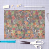 Alte Briefmarke Grafik Seidenpapier (Handwerk)