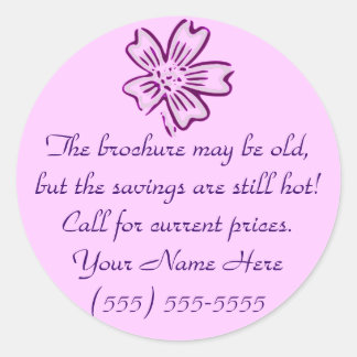 Alte Broschüre, Aufkleber für die heißen Preise