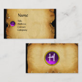 ALTE BROWN PARCHIERUNG, GEM STONE, MONOGRAM lila Visitenkarte (Vorne/Hinten)