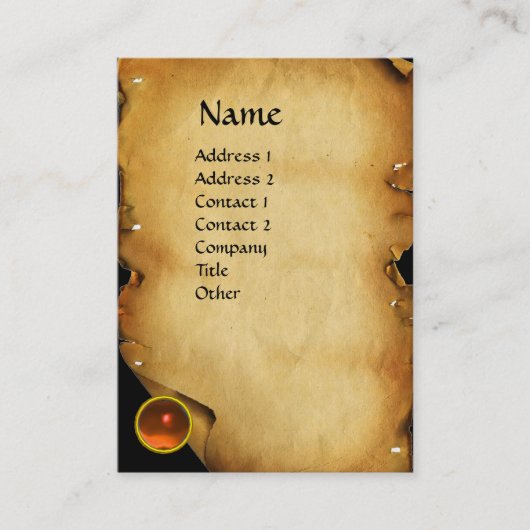 ALTE BROWN PARCHIERUNG, GEM STONE, MONOGRAM VISITENKARTE (Vorderseite)