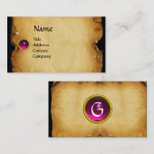 ALTE BROWN PARCHMENT, GEM STONE, MONOGRAM rosa Visitenkarte (Vorne/Hinten)