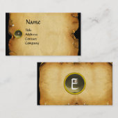 ALTE BROWN PARCHMENT, GEM STONE, MONOGRAMM grau Visitenkarte (Vorne/Hinten)