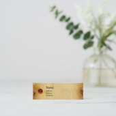 ALTE BROWN PARCHMENT, GEM STONE, MONOGRAMM rot Mini Visitenkarte (Stehend Vorderseite)