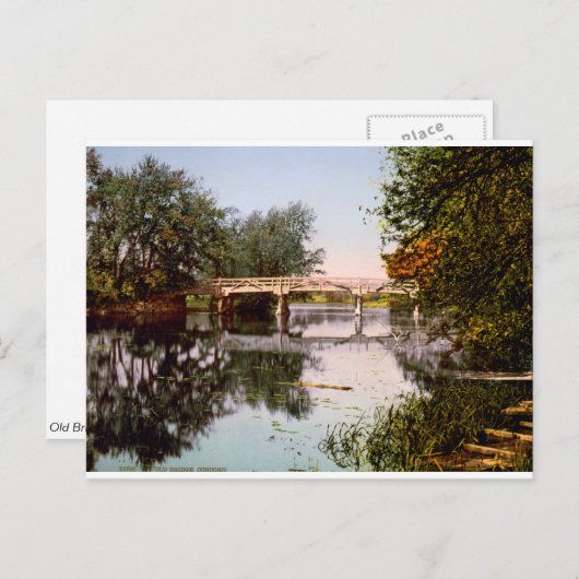 Alte Brücke am Fluss Concord, Mass. USA c1900. Postkarte (Vorne/Hinten)