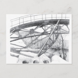 Alte Brücke. Bleistift zeichnend. Postkarte