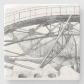 Alte Brücke. Bleistift zeichnend. Steinuntersetzer (Vorderseite)