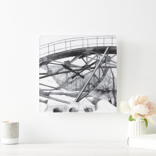 Alte Brücke Quadratische Wanduhr (Zuhause)