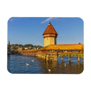 Alte Brücke und Turm in Luzern, Schweiz Magnet