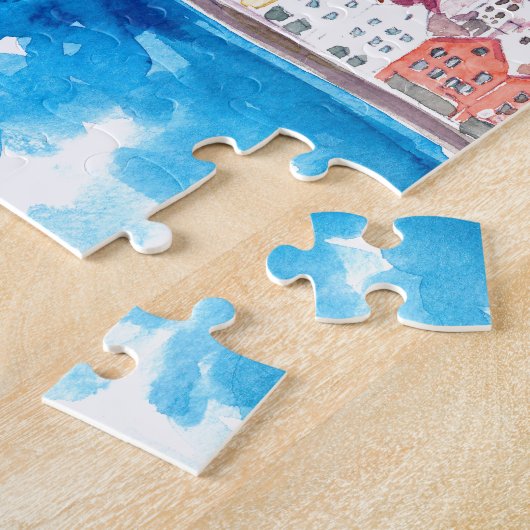 Alte Bryggen Hafen-Seeseite Bergens Norwegen Puzzle (Seite)