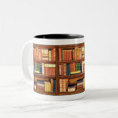 Alte Buch-Bibliotheks-Bücherwurm-Tasse Zweifarbige Tasse (Vorderseite Links)