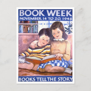 Alte-Buch-Woche-Bibliotheksplakat Postkarte