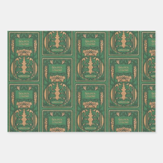Alte Buchabdeckungen (Beige & Grün) Geschenkpapier Set (Vorderseite 3)