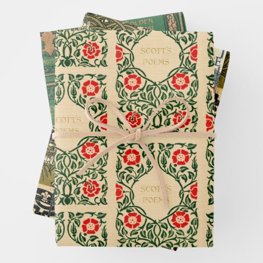 Alte Buchabdeckungen (Beige & Grün) Geschenkpapier Set (Beispiel)