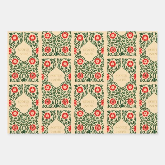 Alte Buchabdeckungen (Beige & Grün) Geschenkpapier Set (Vorderseite)