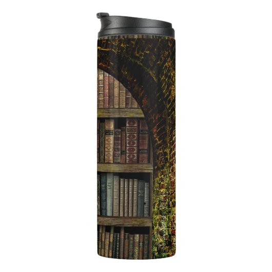 Alte Buchbibliothek Thermosbecher (Nach rechts gedreht)