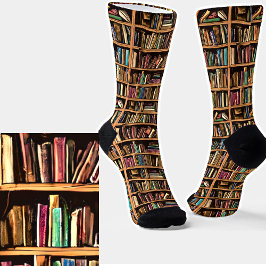 Alte Bücher auf Regalen Socken