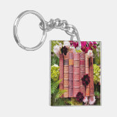 Alte Bücher & Burgund Blooms Schlüsselanhänger (Vorderseite links)