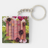 Alte Bücher & Burgund Blooms Schlüsselanhänger (Rückseite)