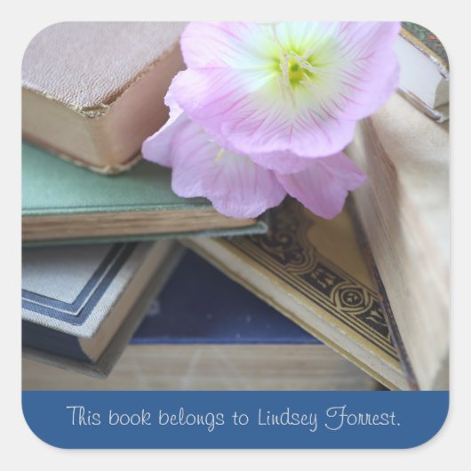 Alte Bücher mit Primaten-Buchzeichen Quadratischer Aufkleber (Vorderseite)