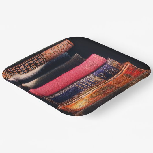 Alte Bücher Pappteller (Gewinkelt)