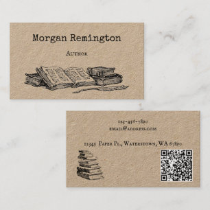 Alte Bücher und Feder Autor Schriftsteller Bibliot Visitenkarte
