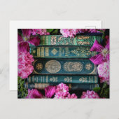 Alte Bücher und Rosen Postkarte (Vorne/Hinten)