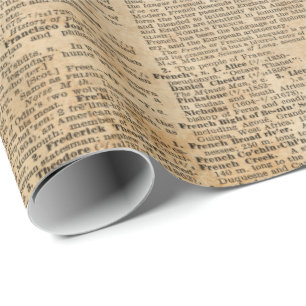 Alte Buchseite Vintage-Design Glänzendes Einwickel Geschenkpapier