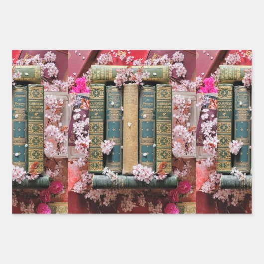 Alte Buchstäbe und Blüten Geschenkpapier Set (Vorderseite 2)