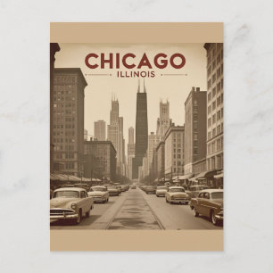 Alte Chicago Illinois Stadt Skyline Retro Reise Postkarte