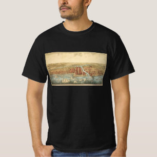 Alte Chicago-Karte, LaSalle Street und Fluss T-Shirt