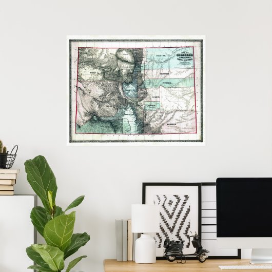 Alte Colorado Karte 1862 Poster (Heimbüro)