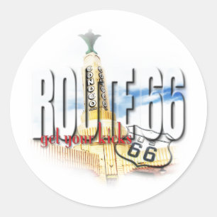 Alte Conoco Tankstelle, Texas - Weg 66 Runder Aufkleber