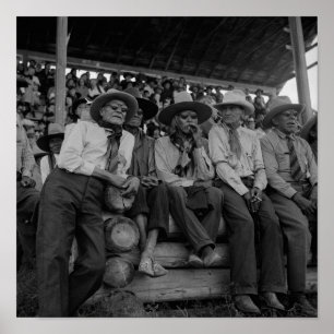 Alte Cowboys auf Rodeo Vintage-Foto Poster