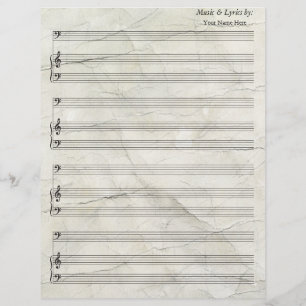 Alte Crumpled Blank Sheet Music Bass Clef
