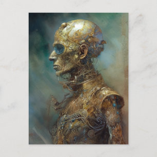 Alte Cyborg Futuristische Science Fiction Postkarte