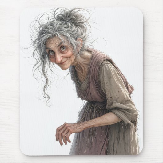 Alte Dame in verblasster Kleidung Mousepad (Vorne)