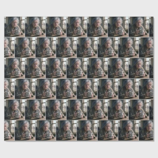 Alte Dame mit Dampfbad Geschenkpapier (Flach)