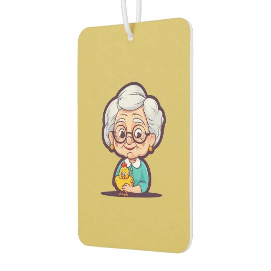 Alte Dame mit Huhn Autolufterfrischer (Links)