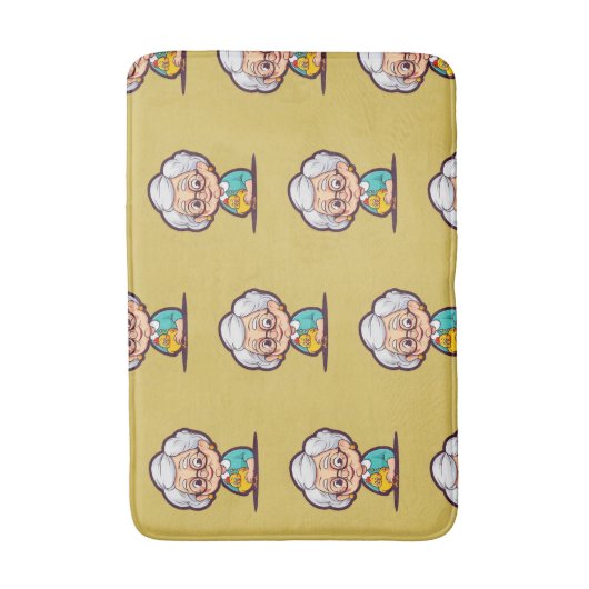 Alte Dame mit Huhn Badematte (Vorderseite Vertikal)