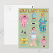 Alte Dame Papierpuppe. Postkarte (Vorne/Hinten)