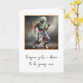 Alte Dame tanzen, um älter zu werden Karte (Gelbe Blume)