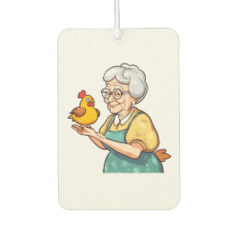 alte Dame und Huhn Autolufterfrischer