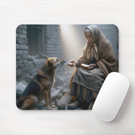 Alte Dame und Hundeüberlebende Mousepad (Mit Mouse)